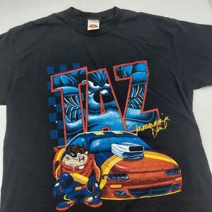 Vtg 90s Taz Tasmanian Devil Nascar T Shirt Mens S / Youth XL Looney Tunes Tag